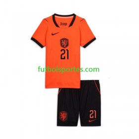 Camiseta Países Bajos Frenkie de Jong 21 Niño Primera Equipación Copa Mundo 2026